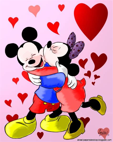 Minnie Mouse And Mickey Mouse Kissing Wallpaper