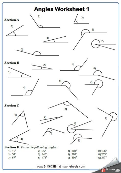 Geometry Angles Worksheets