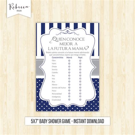 Spanish Baby Shower Game In Spanish Who Knows Mommy Best Español Juegos