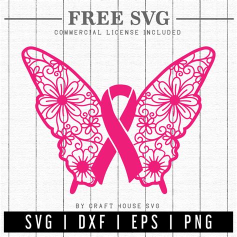 FREE Awareness ribbon butterfly mandala SVG - Craft House SVG