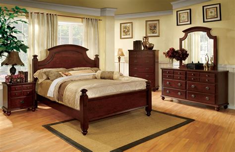 Gabrielle Ii Elegant European Cherry Bedroom Set With Antique Gold Knobs Cm7083