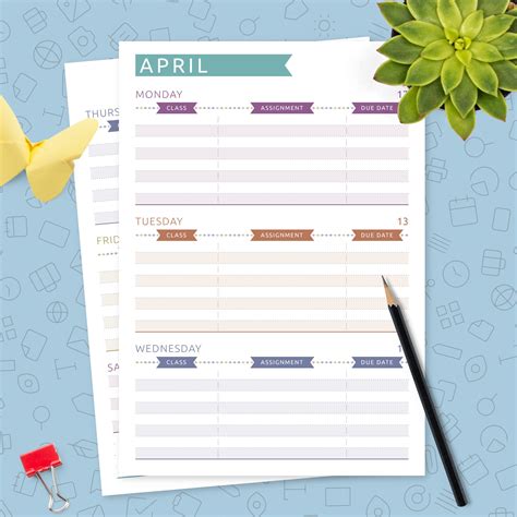 Student Weekly Schedule Template Casual Template Printable Pdf
