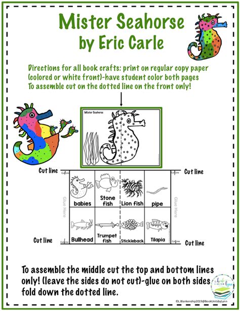 All rights belong to their respective owners. MISTER SEAHORSE BOOK CRAFT ~ Book Units by Lynn