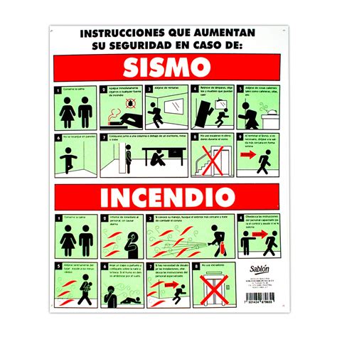 Letrero Sablon En Caso De Sismo Incendio 33x40 Office Depot Mexico