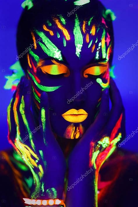 Neon Make Up Art Glowing Painting Stock Photo By ©olgaosa 111128282