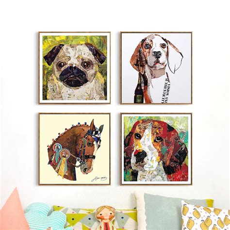 Triptych Canvas Art Pet Dogs Prints Wall Pictures Painting Animals Dog