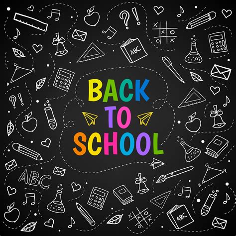Back To School Chalk Doodle Background On Blackboard 570274 Vector Art