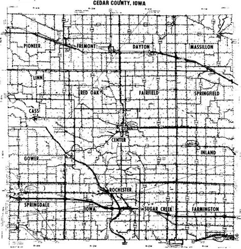 Cedar County Iowa County Map With Townships