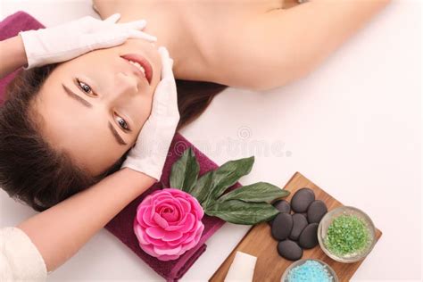 Woman Under Professional Facial Massage In Beauty Spa Stock Image Image Of Care Angle 104093319