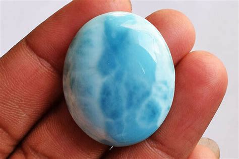 Natural Larimar Loose Gemstone Oval Cabochon From Dominican Republic 62