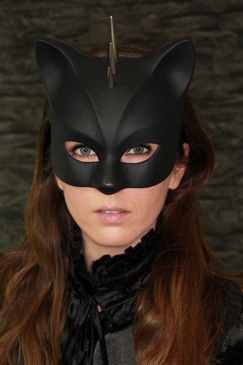 Máscara De Gato Catwoman Negra Con Remaches Etsy
