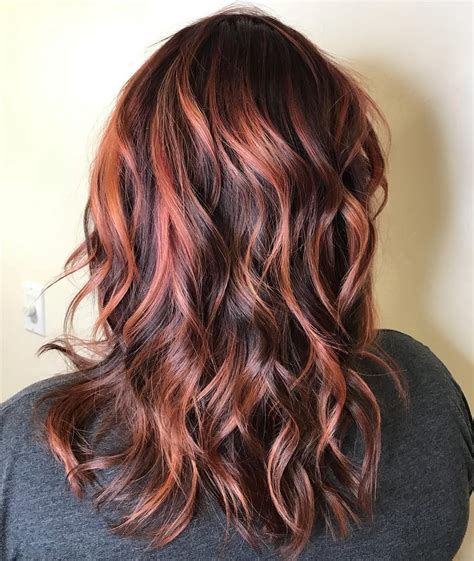 Red Dimensional Balayage Color Curled For Full Effect Hair Dye