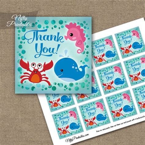 Under The Sea Birthday Thank You Favor Tags Nifty Printables