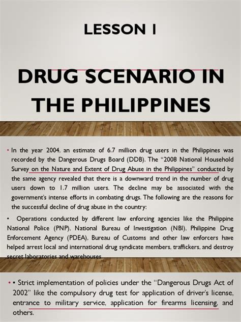 Lesson 1 Drug Scenarion In The Philippines Substance Abuse