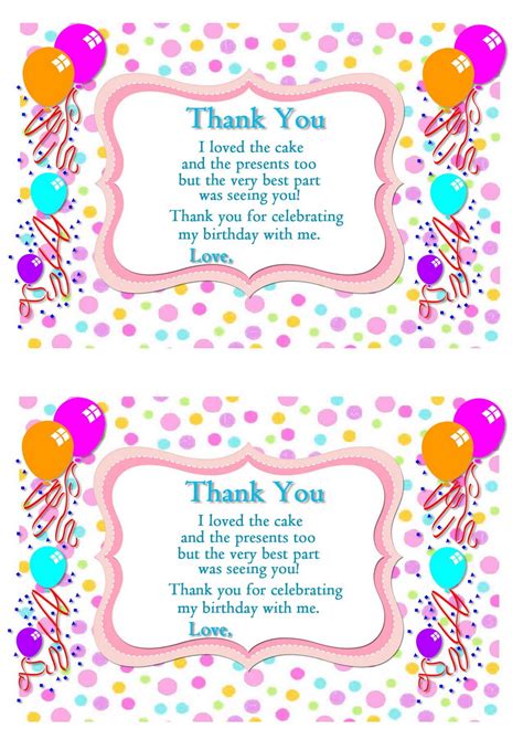 Free Birthday Thank You Card Printables Birthday Thank You Cards 8960