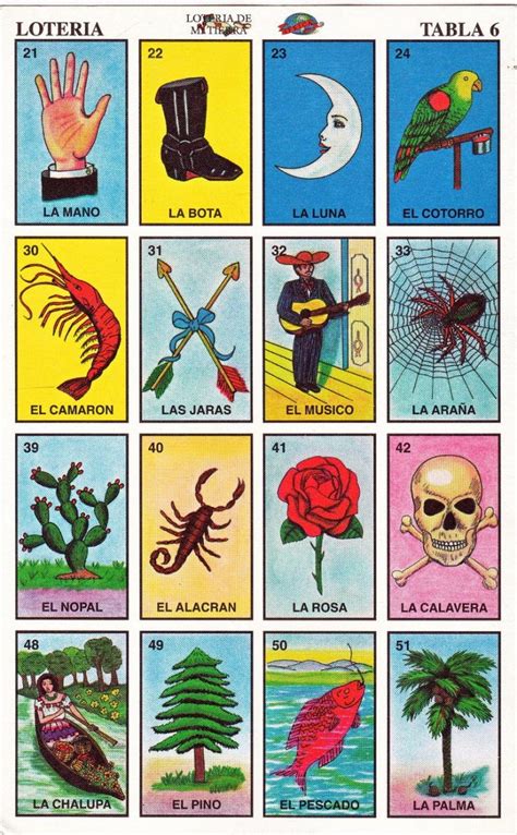 Mexican Loteria Cards The Complete Set Of 10 Tablas Etsy Free Printable Loteria Cards Free