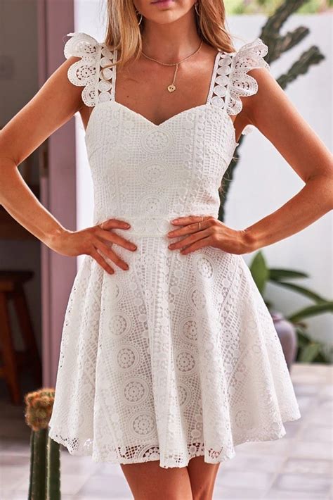 Wholesale Push It Production Cheap White Fit Flare Lace Mini Dress Online