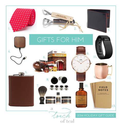 Need ideas for cheap gifts this holiday season? 2014 Gift Guide: Gifts for Him | A Touch of Teal