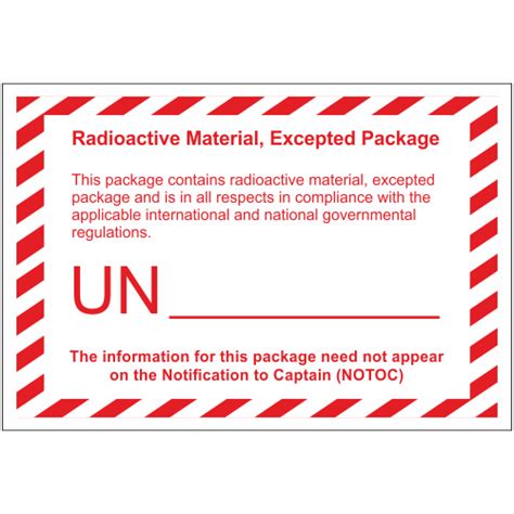 Radioactive Material Excepted Package Labels Hazard Packaging Labels