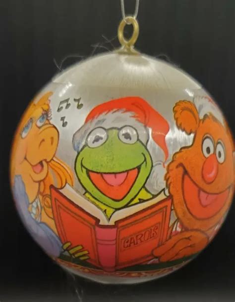 Vintage Hallmark Henson Muppets Kermit Piggy Satin Ball Christmas