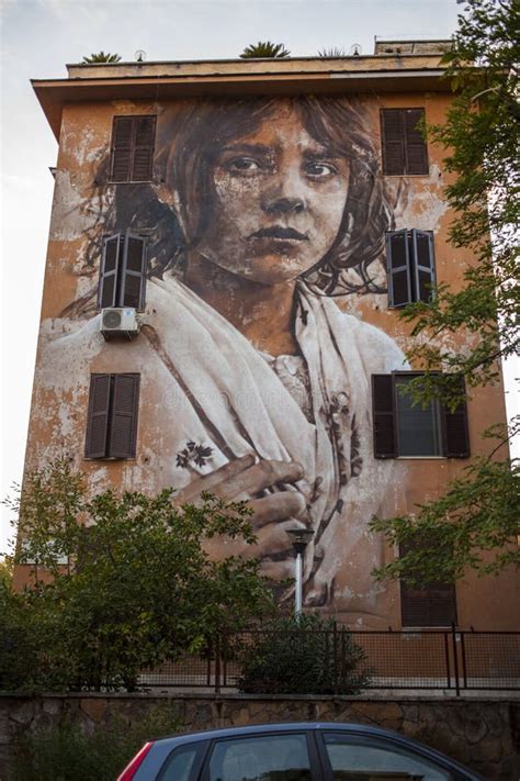 Street Art Murals In Rome For Contemporary Gallery Editorial