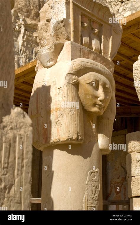 Statue Of Hathor Queen Hatshepsuts Funerary Temple In Deir El Bahri Speos Built At The Foot