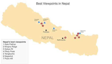 Map Of The Best View Points In Nepal Nepal Hiking Places Nepal