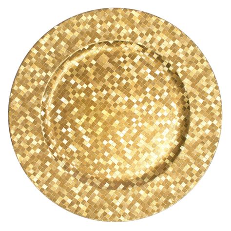 The Jay Companies 13 Round Gold Mosaic Polypropylene Charger Plate