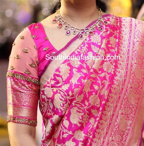 Stunning Blouse Patterns For Banarasi Silk Sarees South India