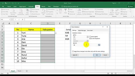 Data Validation Excel Drop Down List YouTube