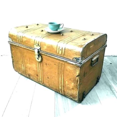 Steamer trunk coffee table stainless steel oscarsplace furniture ideas old world. Steamer Trunk Coffee Table Stainless Steel Metal Reserved ...