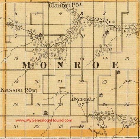 Monroe Township Madison County Iowa 1875 Map