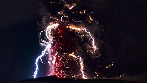 Lightning And Volcano Eruption