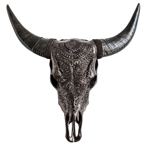 Hand Carved Cow Skull Black Boho Skull Bliss