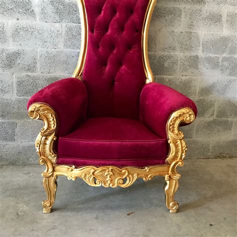 Red Throne Chair Dark Red Chair French Chair Throne Chair 