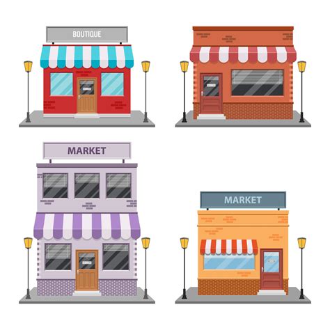 Storefront Set Isolated On White Background 1213936 Vector Art At Vecteezy