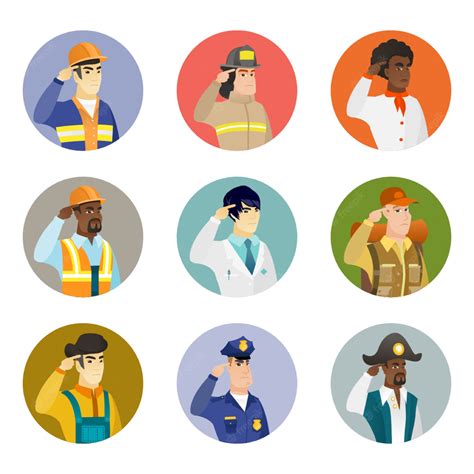 Conjunto De Personajes De Diferentes Profesiones Vector Premium