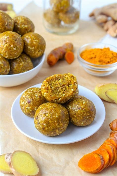 No Bake Turmeric Ginger Energy Balls Easy Snack Recipe