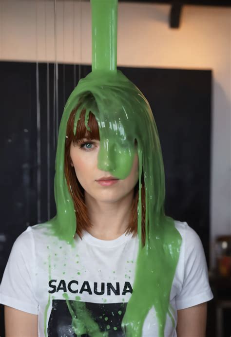 red head with bangs green slimed testing by theslimer on deviantart