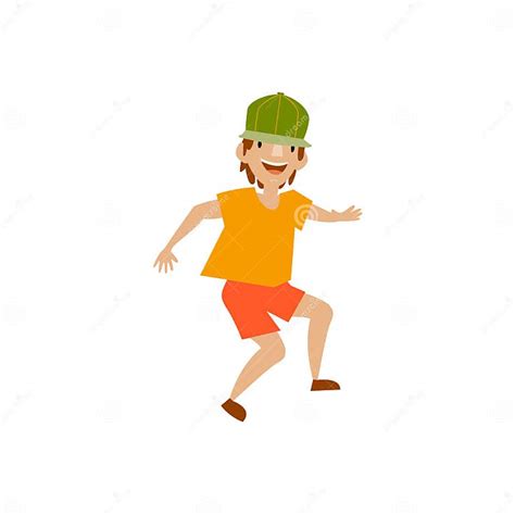Vector Young Teenager In Cap Dances Smiling Stock Vector Illustration