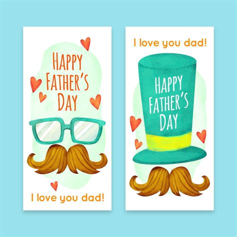 Free Vector Watercolor Fathers Day Banners Template