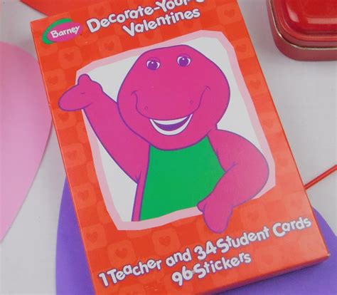 34 Barney Valentines For School Children 96 Stickers 1 Teacher