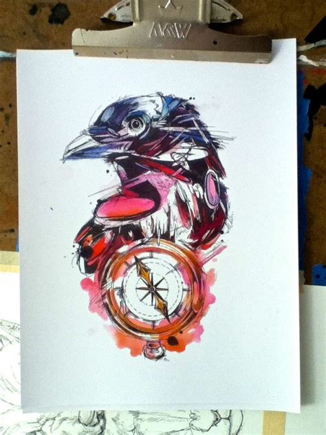 Crow And Compass 8x10 Print 1500 Via Etsy Raven Artwork Bird