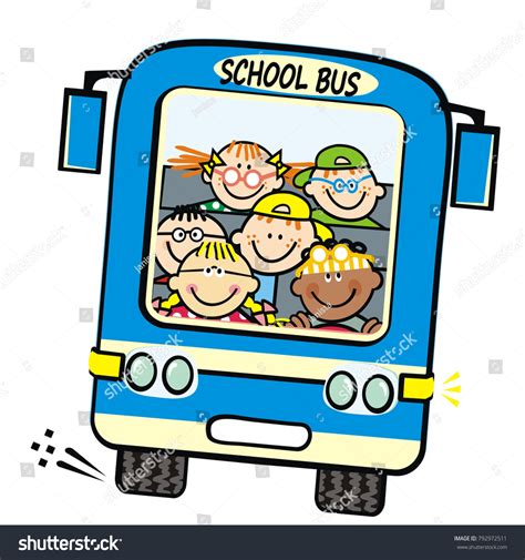 Blue Bus Kids School Bus Vector Stock Vector (Royalty Free) 792972511
