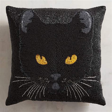 Pier 1 Imports Beaded Black Cat Mini Pillow Black Cat Pillow Black