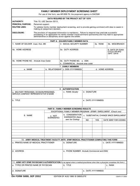 Da Form 5888 Printable Printable Forms Free Online
