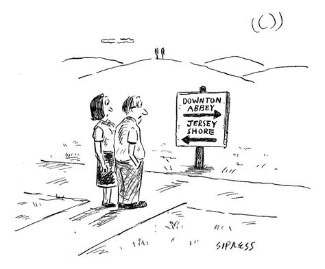 A Middle Aged Couple Stand At A Road Sign Drawing By David Sipress