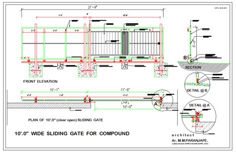 Typical Fence And Entrance Gate Details Free Cad Bloc