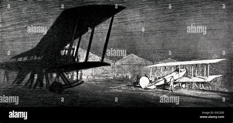Ww1 A Scene At A British Flying Ground On The Night Of An Air Raid