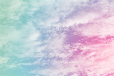 Pink Blue Sky And Clouds Wallpaper Wall Mural
